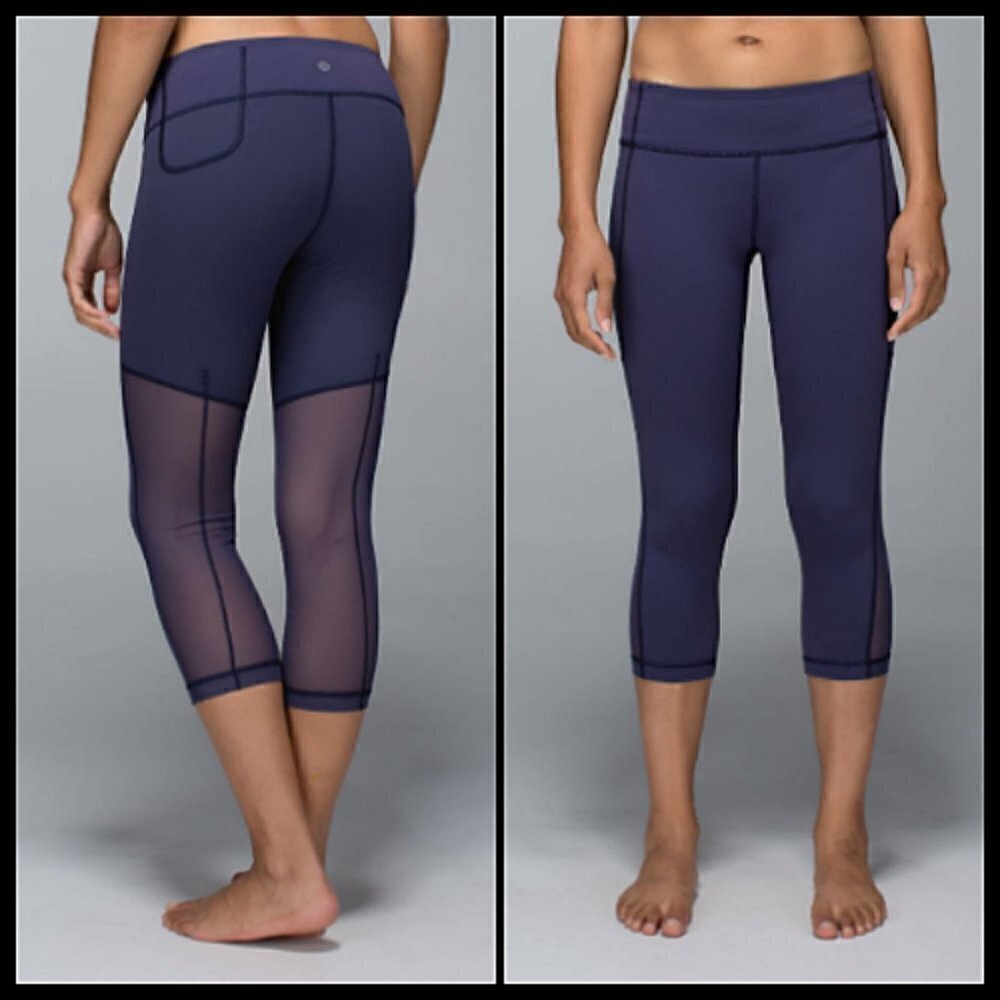 RARE Lululemon Mesh Leg Crop Purple 2 - Picture 2 of 8